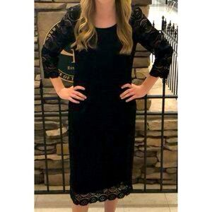 Elegant Liz Claiborne Black Lace Dress, Size 14
